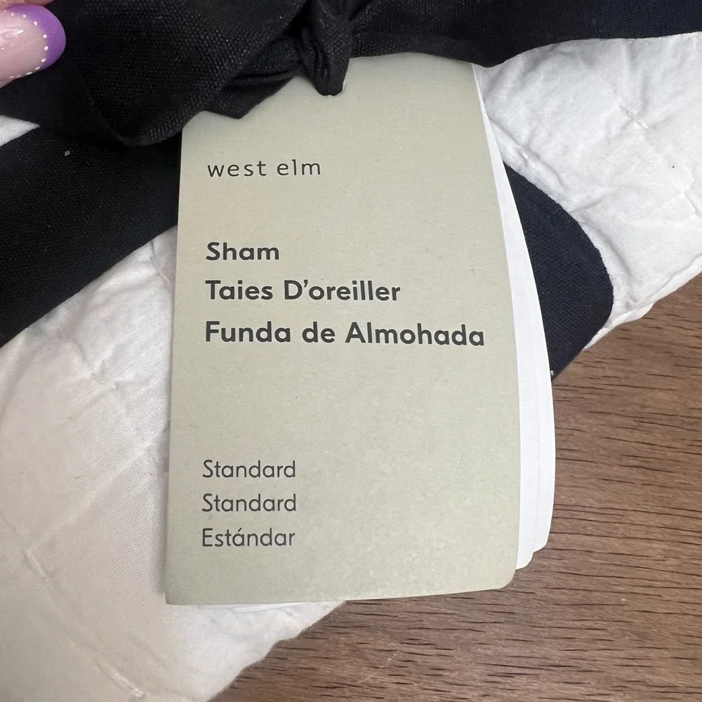 West Elm Alabaster Airy Cotton Voile‎ Solid Sham Creamy White Quilted Standard